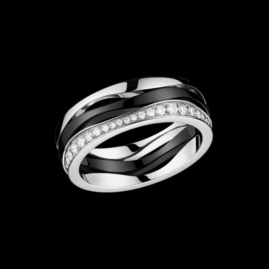 Bague, or blanc 18k, céramique, diamants|OMEGA Fashion