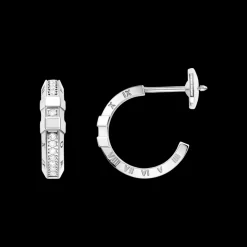 Boucle d'oreille, or blanc 18k, diamants|OMEGA Online