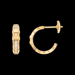 Boucle d'oreille, or jaune 18k, diamants|OMEGA Online