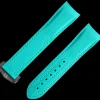 Bracelet de la Seamaster Planet Ocean 600M en caoutchouc turquoise avec boucle déployante|OMEGA Hot