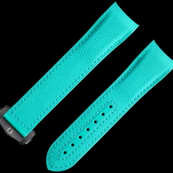 Bracelet de la Seamaster Planet Ocean 600M en caoutchouc turquoise avec boucle déployante|OMEGA Hot