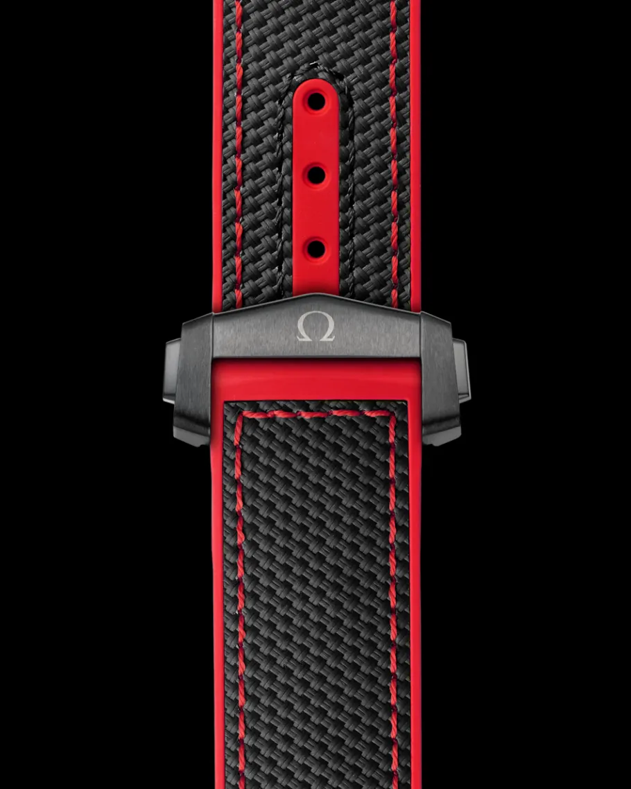 Bracelet en caoutchouc noir Seamaster Planet Ocean 600M avec boucle déployante|OMEGA New