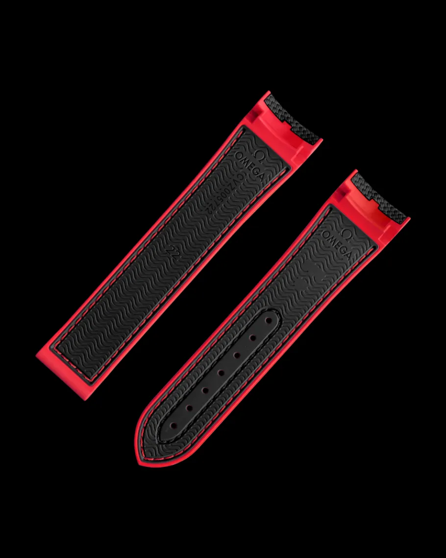 Bracelet en caoutchouc noir Seamaster Planet Ocean 600M avec boucle déployante|OMEGA New