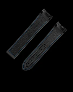 Bracelet en caoutchouc noir Seamaster Planet Ocean 600M avec boucle déployante|OMEGA Fashion