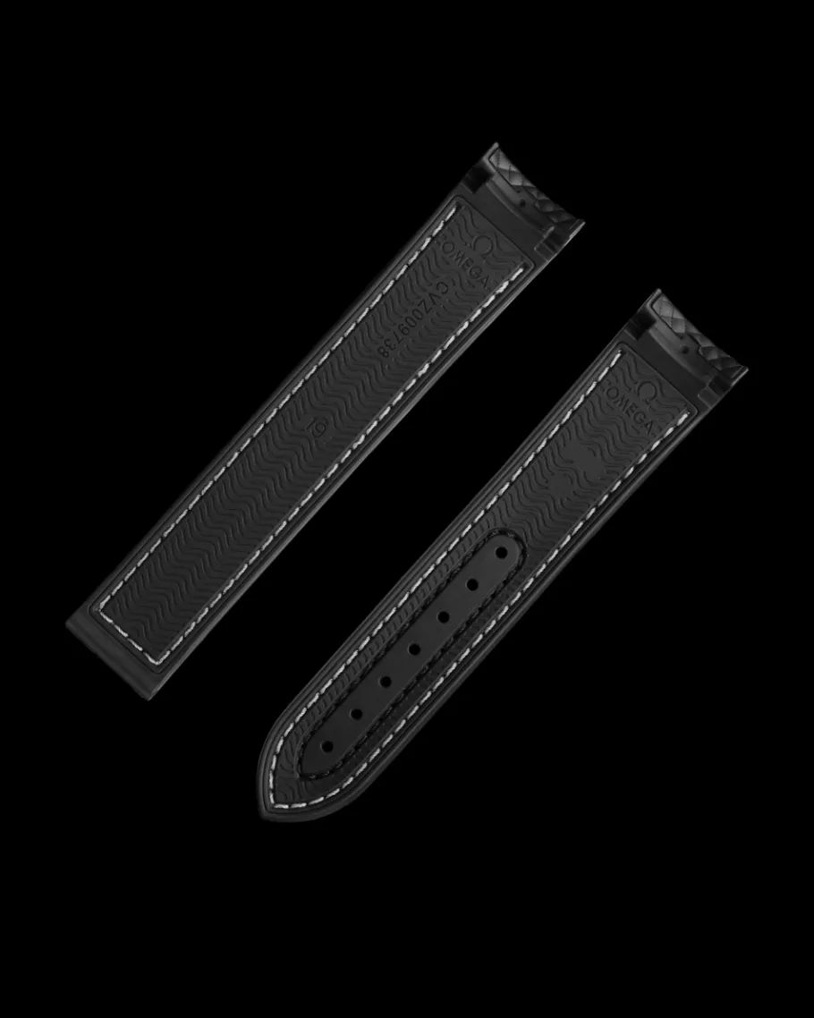 Bracelet en caoutchouc noir Seamaster Planet Ocean 600M avec boucle déployante|OMEGA Fashion