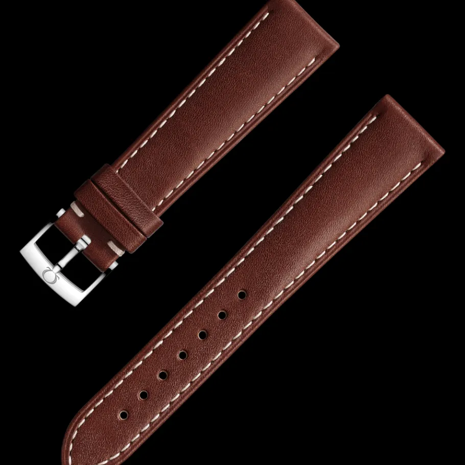 Bracelet en cuir brun avec boucle ardillon|OMEGA Hot