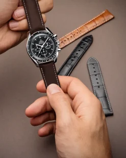 Bracelet en cuir brun avec boucle ardillon|OMEGA Hot