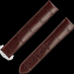 Bracelet en cuir d'alligator brun avec boucle déployante|OMEGA Sale