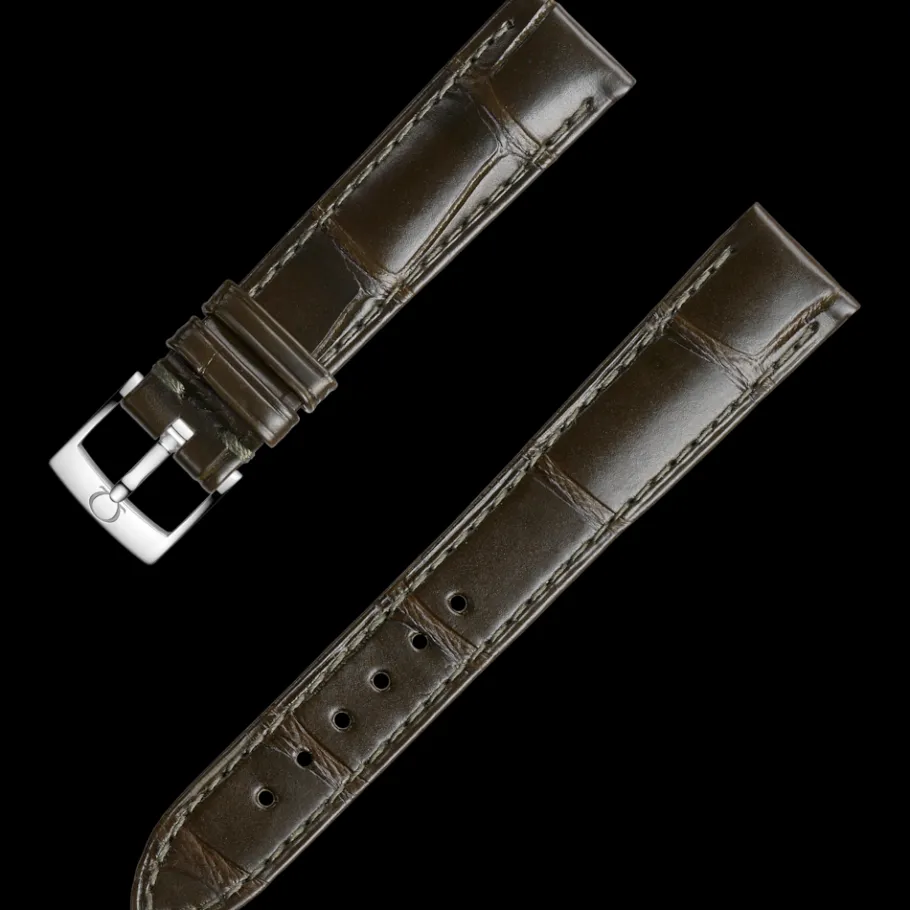 Bracelet en cuir d'alligator vert foncé avec boucle ardillon|OMEGA Online