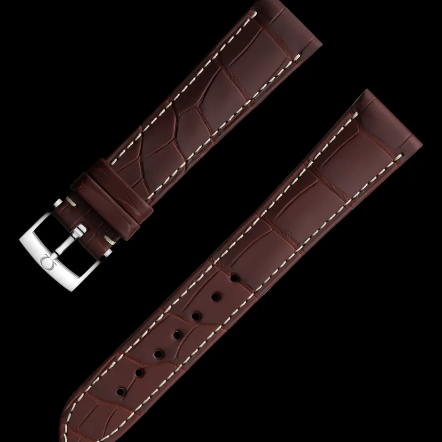 Bracelet en cuir d'alligator brun avec boucle ardillon|OMEGA Best