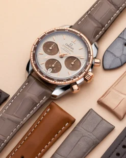 Bracelet en cuir d’alligator brun‑taupe avec boucle ardillon|OMEGA Discount