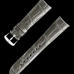 Bracelet en cuir d’alligator gris brillant avec boucle ardillon|OMEGA Fashion