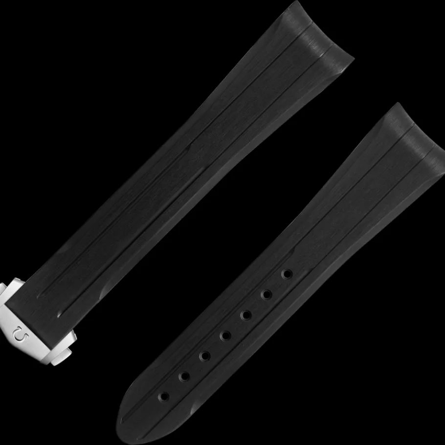 Bracelet Speedmaster Moonwatch en caoutchouc noir avec boucle déployante|OMEGA Sale