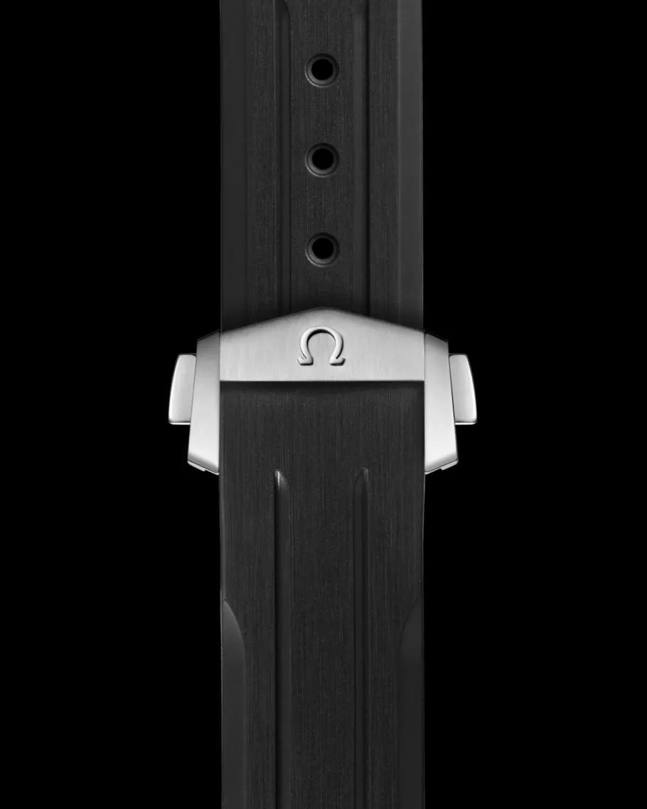 Bracelet Speedmaster Moonwatch en caoutchouc noir avec boucle déployante|OMEGA Sale