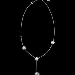 Collier, or blanc 18k, angélite, calcédoine, jade, opale|OMEGA Sale