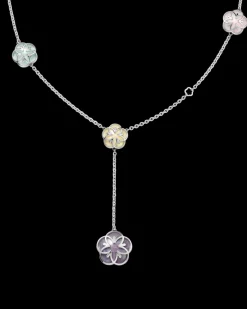 Collier, or blanc 18k, angélite, calcédoine, jade, opale|OMEGA Sale