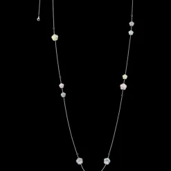 Collier, or blanc 18k, angélite, calcédoine, jade, opale|OMEGA Sale