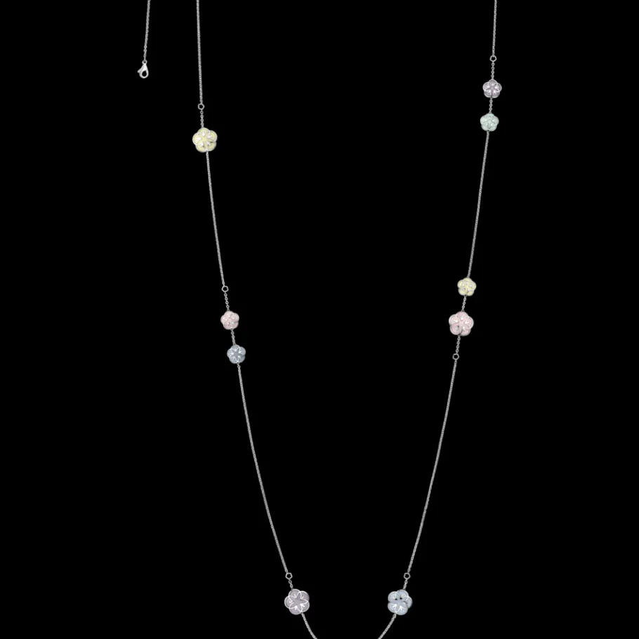 Collier, or blanc 18k, angélite, calcédoine, jade, opale|OMEGA Sale