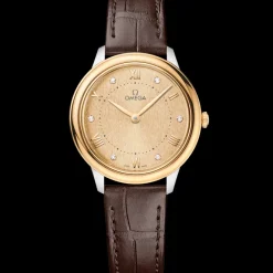 30 mm, acier ‑ or jaune sur bracelet en cuir|OMEGA Best