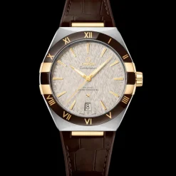 41 mm, acier ‑ or jaune sur bracelet en cuir|OMEGA Sale