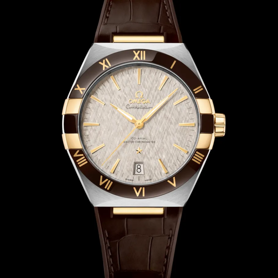 41 mm, acier ‑ or jaune sur bracelet en cuir|OMEGA Sale