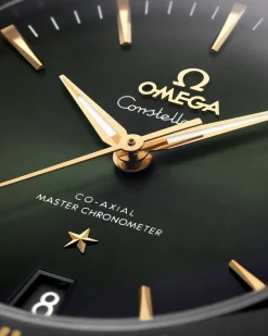 41 mm, acier ‑ or jaune sur bracelet en cuir|OMEGA Fashion