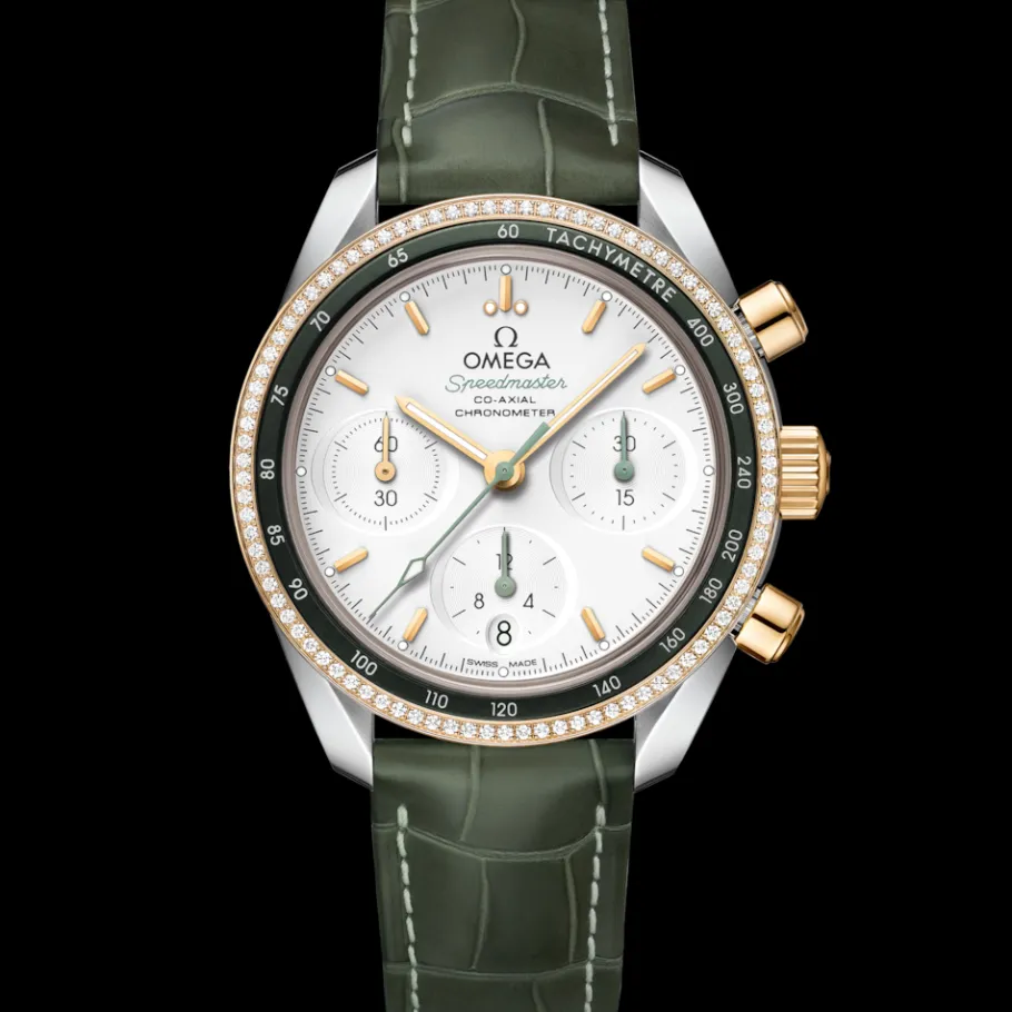 38 mm, acier ‑ or jaune sur bracelet en cuir|OMEGA Hot