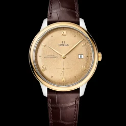 41 mm, acier ‑ or jaune sur bracelet en cuir|OMEGA Outlet