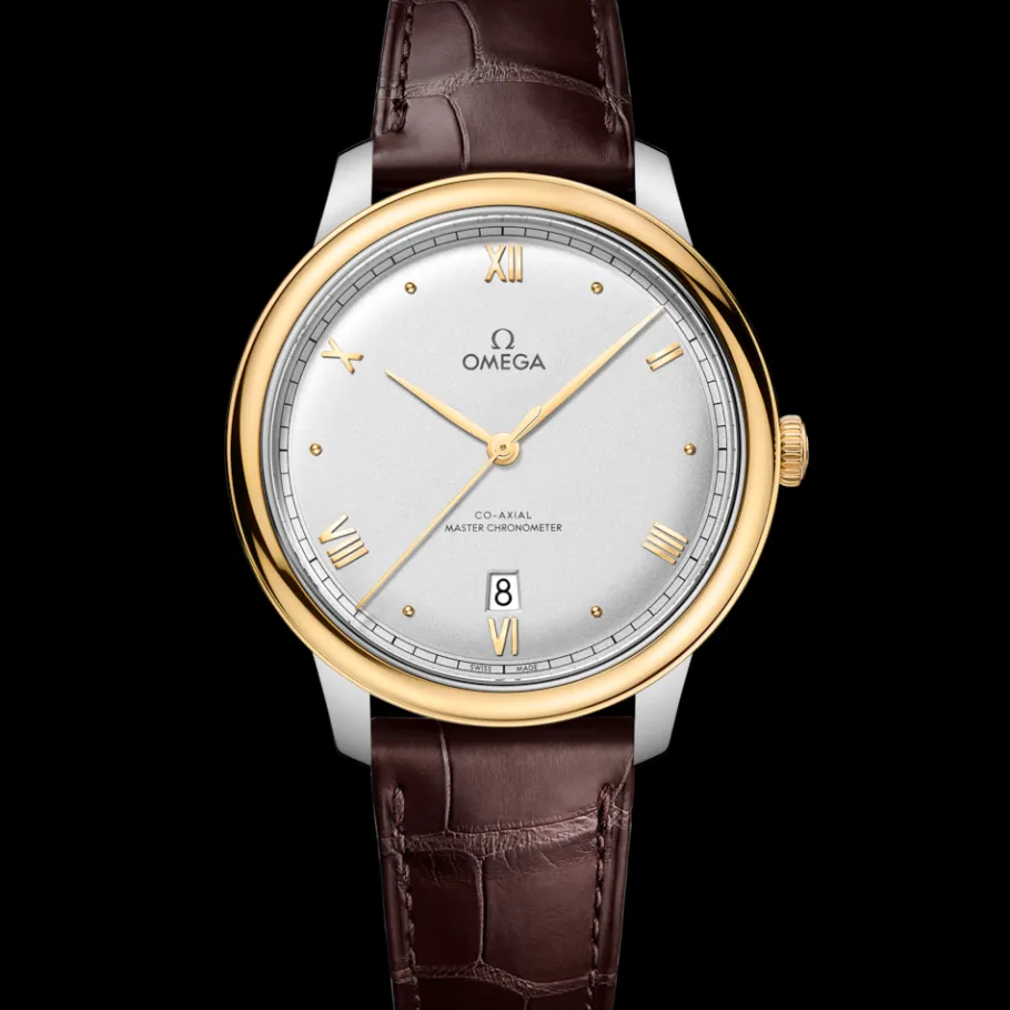 40 mm, acier ‑ or jaune sur bracelet en cuir|OMEGA Fashion