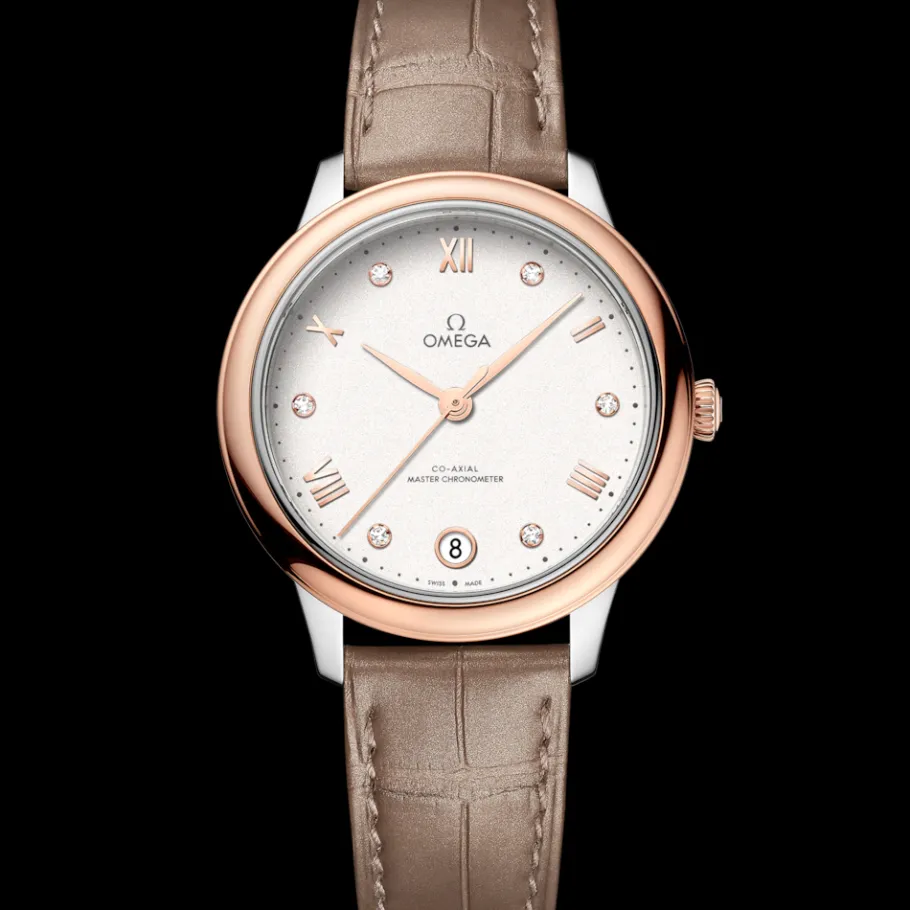 34 mm, acier ‑ or « Sedna™ » sur bracelet en cuir|OMEGA Outlet