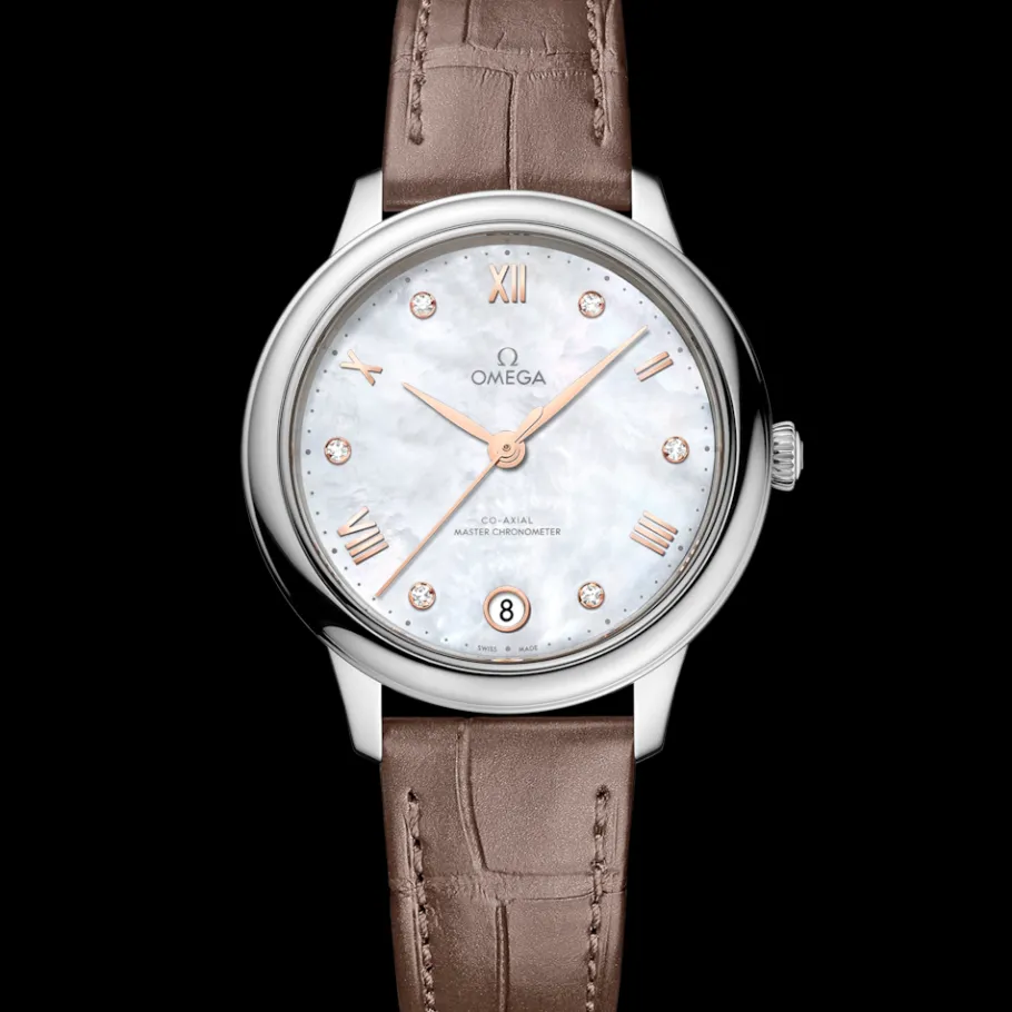 34 mm, acier sur bracelet en cuir|OMEGA Fashion