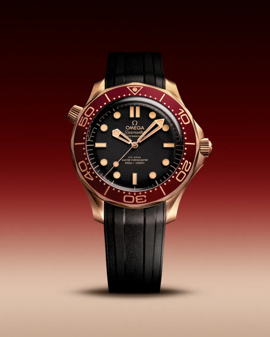 42 mm, Bronze gold sur bracelet caoutchouc|OMEGA New