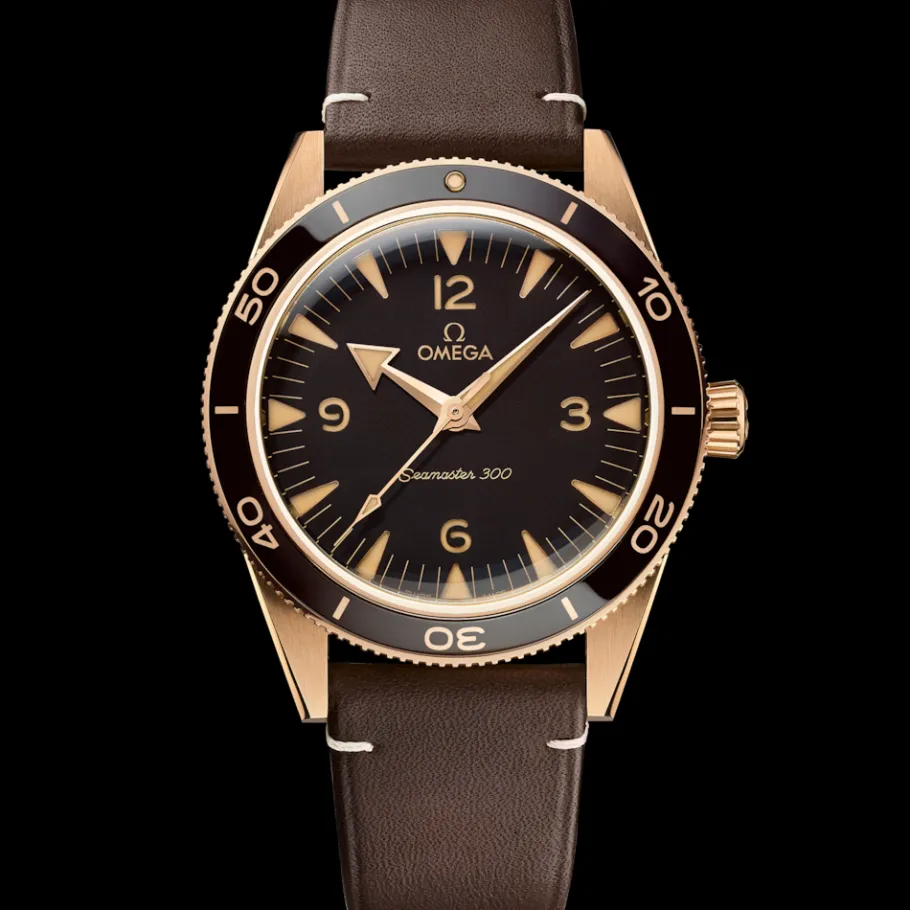 41 mm, Bronze gold sur bracelet en cuir|OMEGA Hot