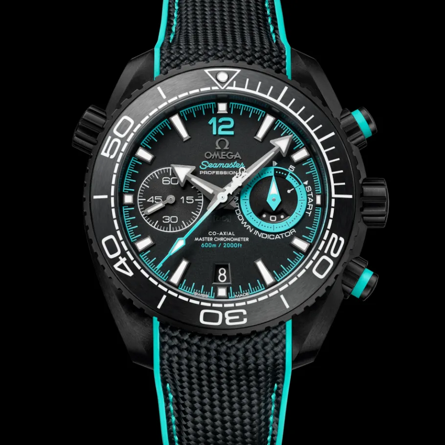 45,5 mm, céramique noire sur bracelet caoutchouc|OMEGA Outlet