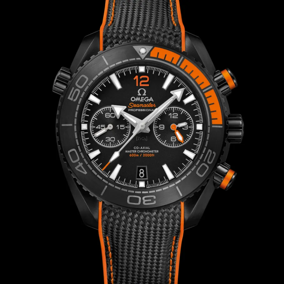 45,5 mm, céramique noire sur bracelet caoutchouc|OMEGA Online