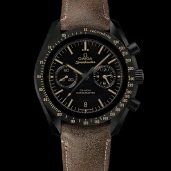 44,25 mm, céramique noire sur bracelet en cuir|OMEGA Online