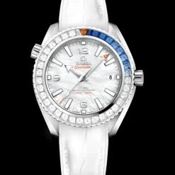 39,5 mm, or blanc sur bracelet en cuir doublé de caoutchouc|OMEGA New