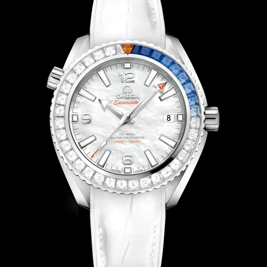 39,5 mm, or blanc sur bracelet en cuir doublé de caoutchouc|OMEGA New