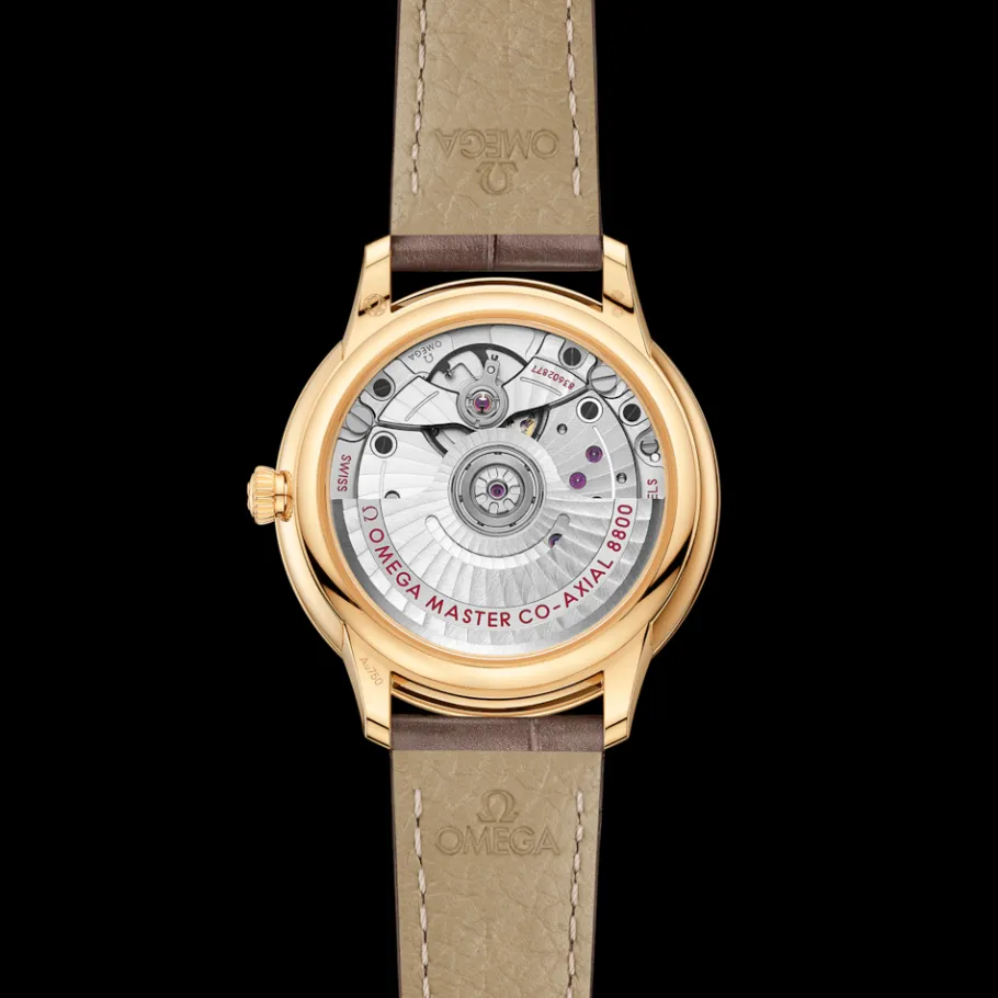 34 mm, or jaune sur bracelet en cuir|OMEGA Sale