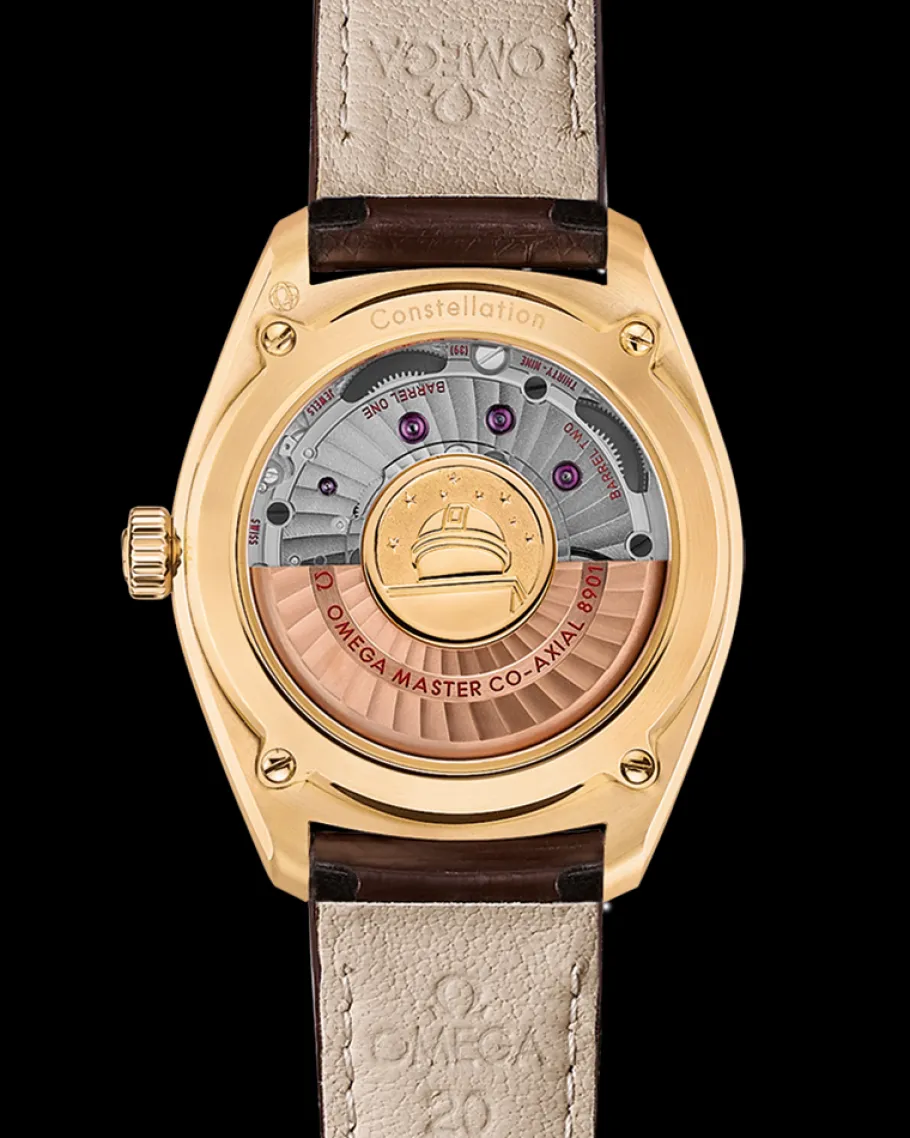 39 mm, or jaune sur bracelet en cuir|OMEGA Outlet