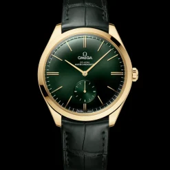 40 mm, or jaune sur bracelet en cuir|OMEGA New