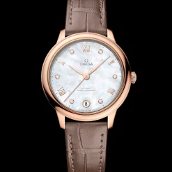 34 mm, or Sedna™ sur bracelet en cuir|OMEGA Clearance