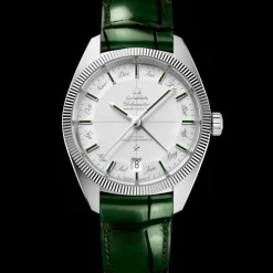 41 mm, platine sur bracelet en cuir|OMEGA Online